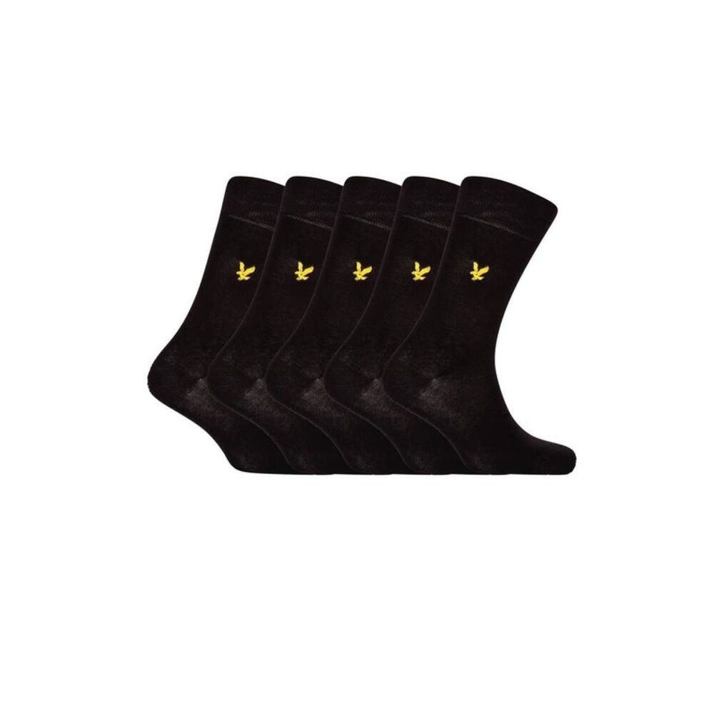 Lyle & Scott Mens Liam Crew Socks (Pack of 5) / Black